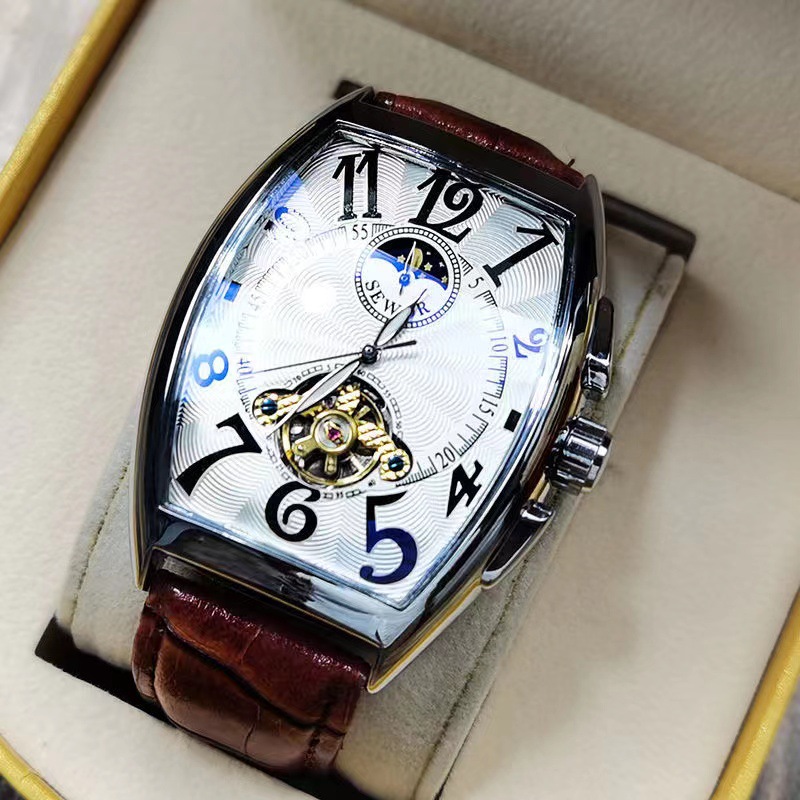 Automatic Pilot Watch - SEWOR Mechanical Watch Men Gold Tourbillon