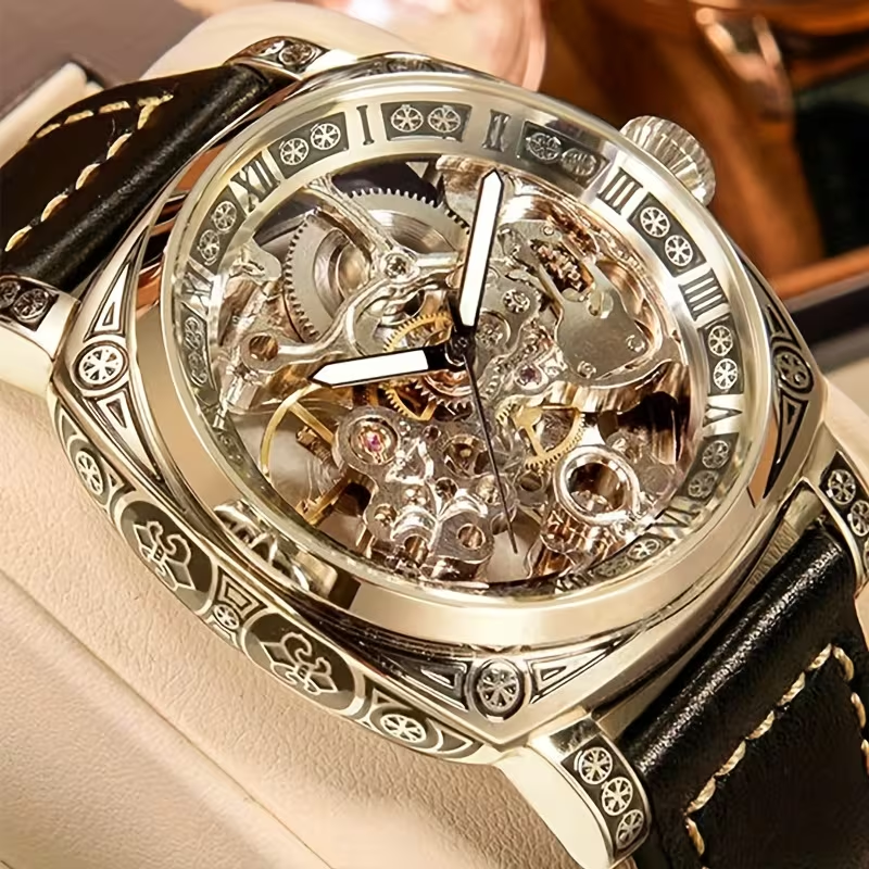 Luxury Watch It - Vintage Skeleton Mechanical Wristwatch for Men