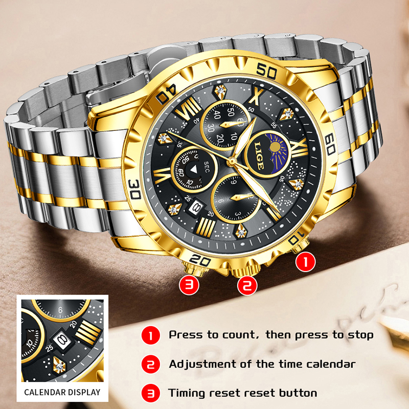 LIGE Top Brand Luxury Quartz M - Luxury Watch Brand avis et prix
