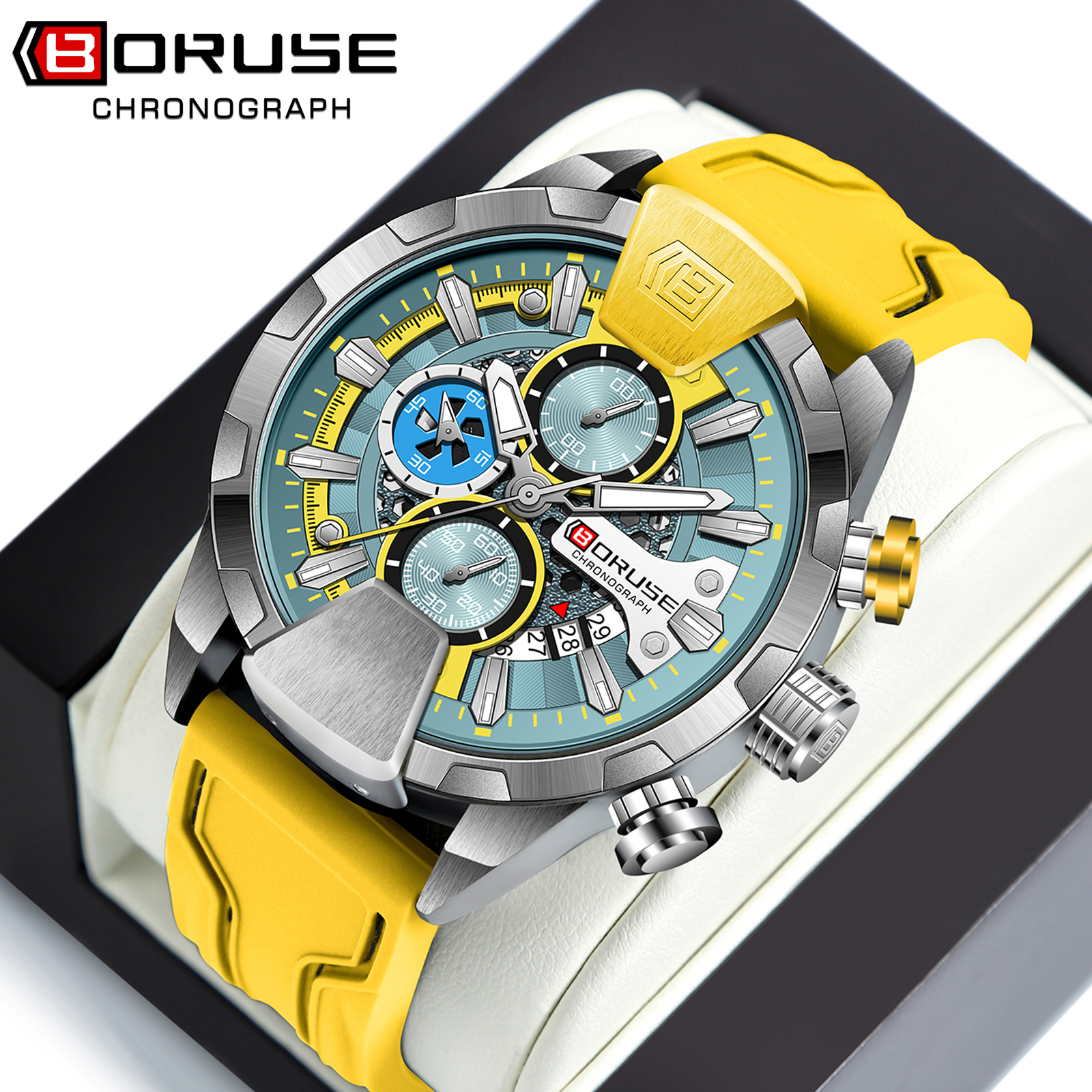 BORUSE Yellow Watches Men Wate - Luxury Watch It avis et prix