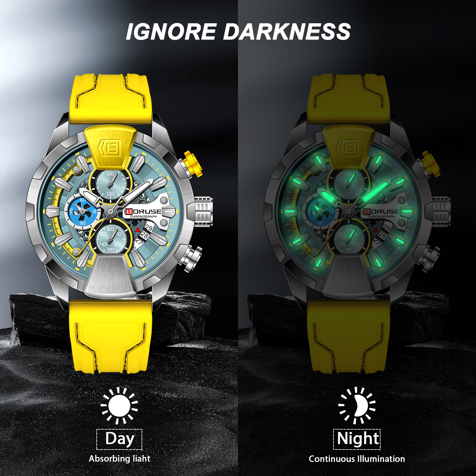 BORUSE Yellow Watches Men Wate - Luxury Watch It avis et prix